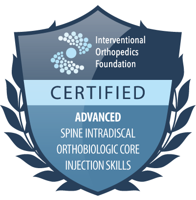 IOF certification badge: advanced spine intradiscal